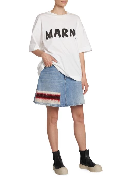Marni Appliquéd Cotton Denim Skirt 4 Marni Appliquéd Cotton Denim Skirt - Image 2