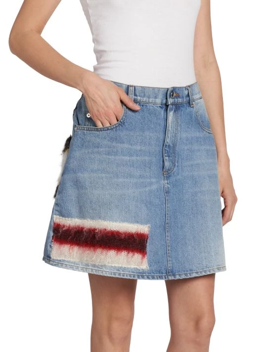 Marni Appliquéd Cotton Denim Skirt 6 Marni Appliquéd Cotton Denim Skirt - Image 4