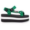 Marni Crystal-Emellished Flatform Sandals Garden Green