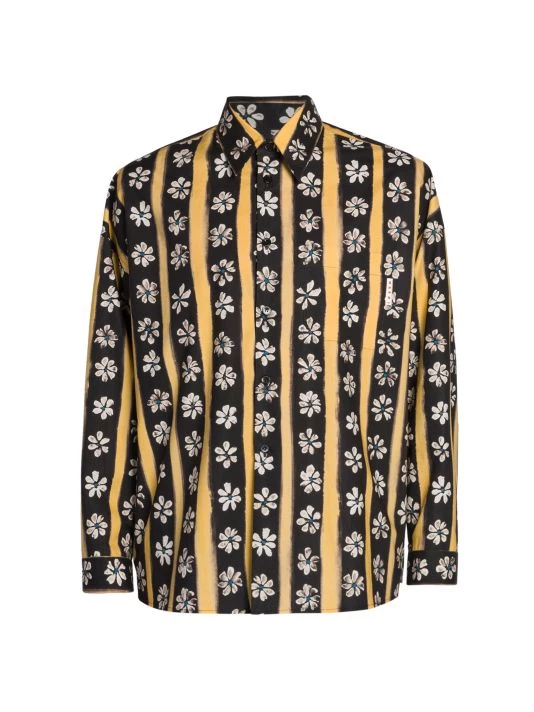 Marni Striped Floral Print Long-Sleeve Shirt For Men 3 Marni Striped Floral Print Long-Sleeve Shirt For Men