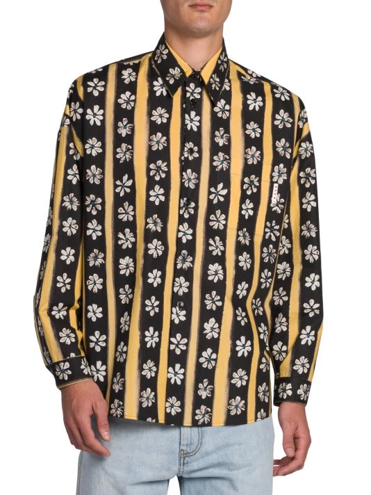 Marni Striped Floral Print Long-Sleeve Shirt For Men 5 Marni Striped Floral Print Long-Sleeve Shirt For Men - Image 3