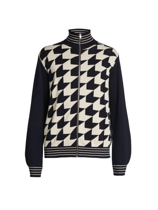 Marni Pied De Poule Jacquard Zip Cardigan For Men 3 Marni Pied De Poule Jacquard Zip Cardigan For Men