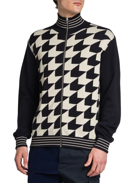 Marni Pied De Poule Jacquard Zip Cardigan For Men 5 Marni Pied De Poule Jacquard Zip Cardigan For Men - Image 3