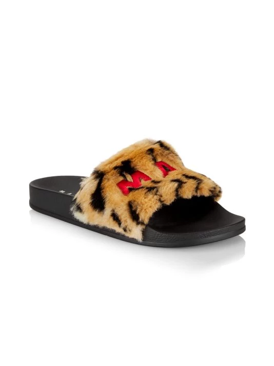 Marni Logo Leopard Faux Fur Pool Slides 4 Marni Logo Leopard Faux Fur Pool Slides - Image 2