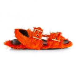 Marni Fussbett Two-Buckle Calf Hair Sandals Yellow