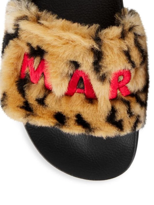 Marni Logo Leopard Faux Fur Pool Slides 6 Marni Logo Leopard Faux Fur Pool Slides - Image 4