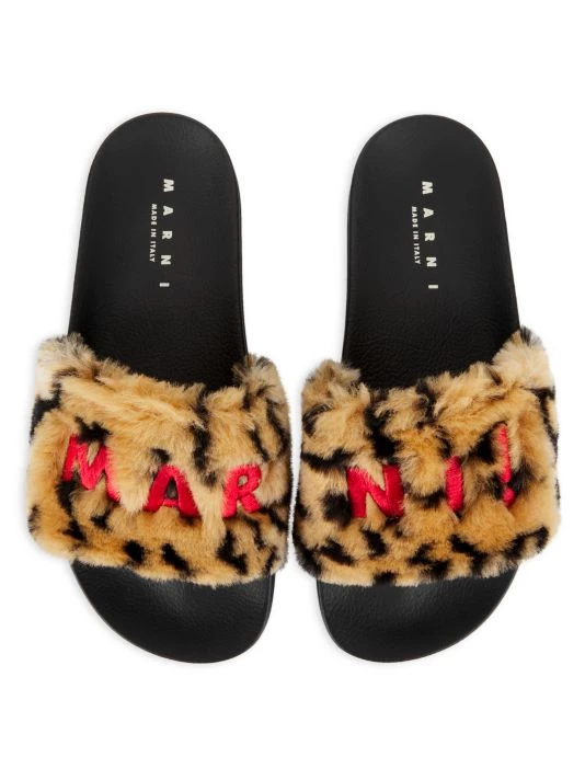 Marni Logo Leopard Faux Fur Pool Slides 7 Marni Logo Leopard Faux Fur Pool Slides - Image 5